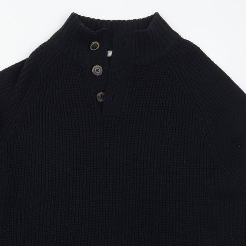 H & Lewis Mens Blue V-Neck  Acrylic Pullover Jumper Size 2XL