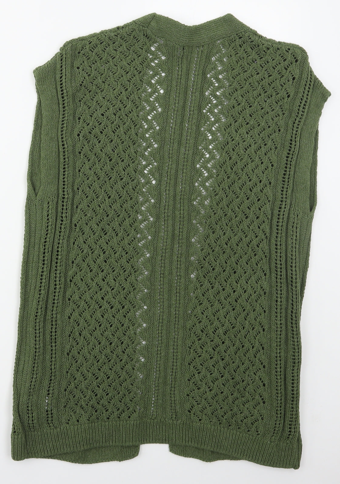 TU Womens Green V-Neck  Cotton Cardigan Jumper Size 14