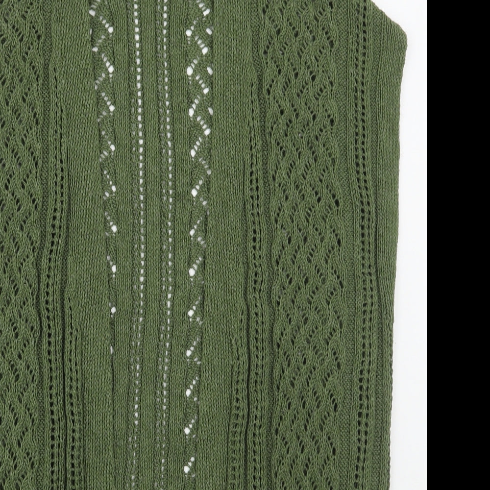 TU Womens Green V-Neck  Cotton Cardigan Jumper Size 14