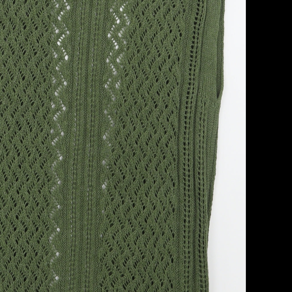 TU Womens Green V-Neck  Cotton Cardigan Jumper Size 14