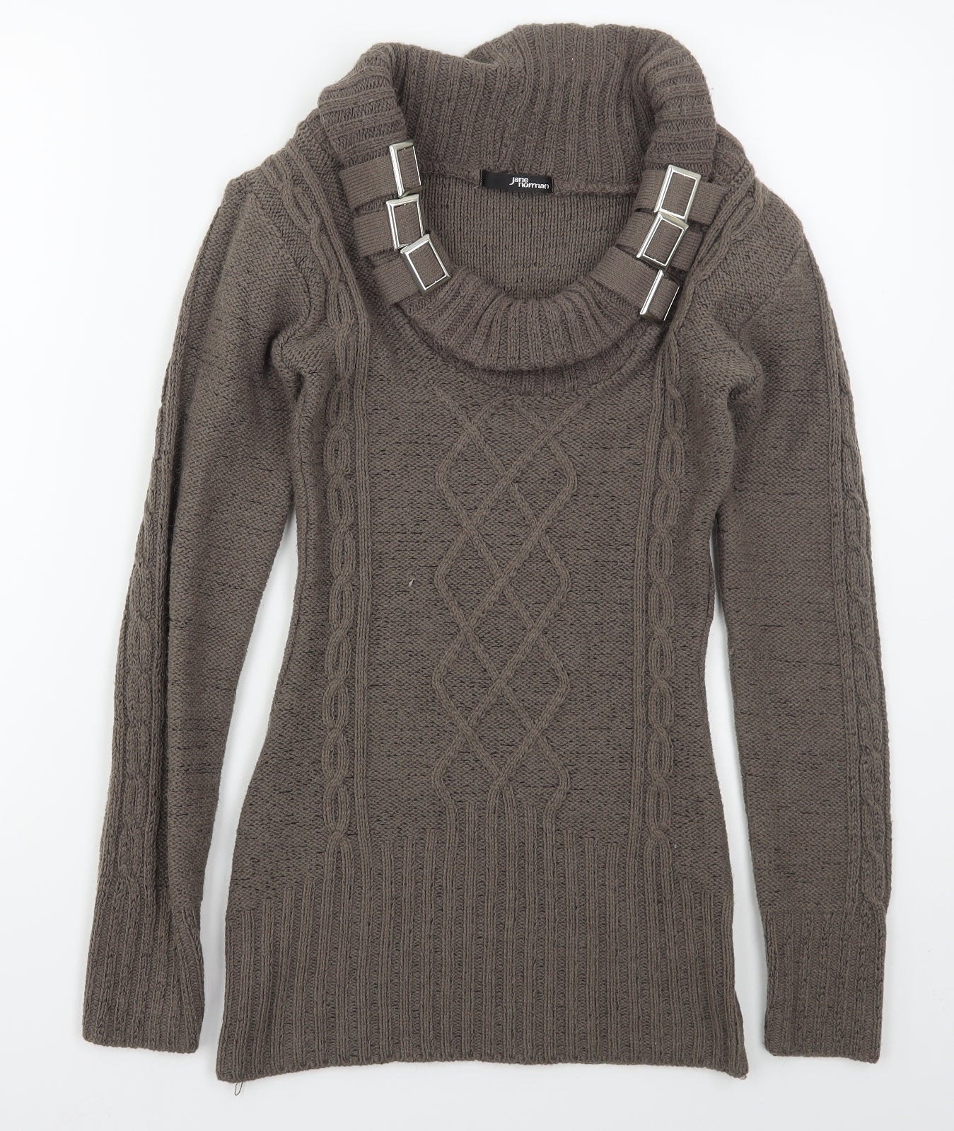 Jane Norman Womens Brown Roll Neck  Acrylic Pullover Jumper Size 12