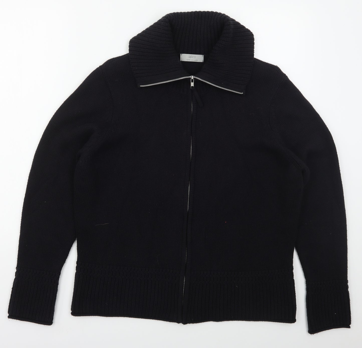 Marks and Spencer Womens Black Collared  Cotton Full Zip Jumper Size 12