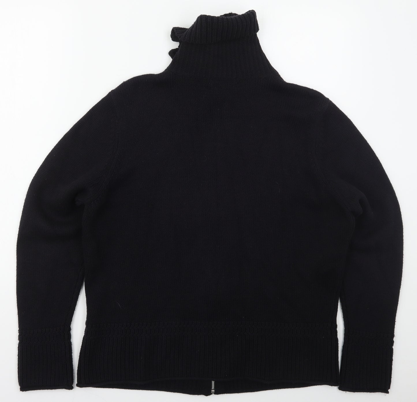 Marks and Spencer Womens Black Collared  Cotton Full Zip Jumper Size 12