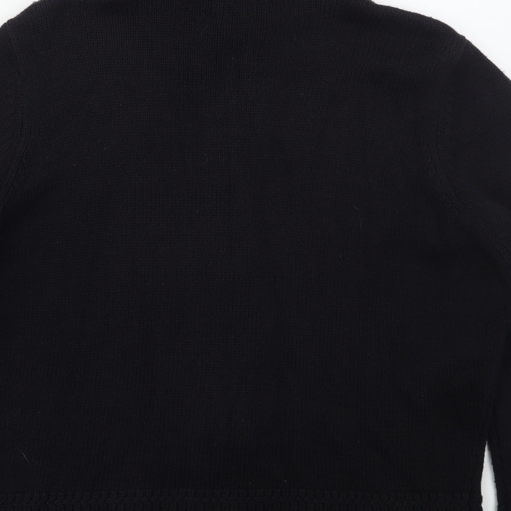 Marks and Spencer Womens Black Collared  Cotton Full Zip Jumper Size 12