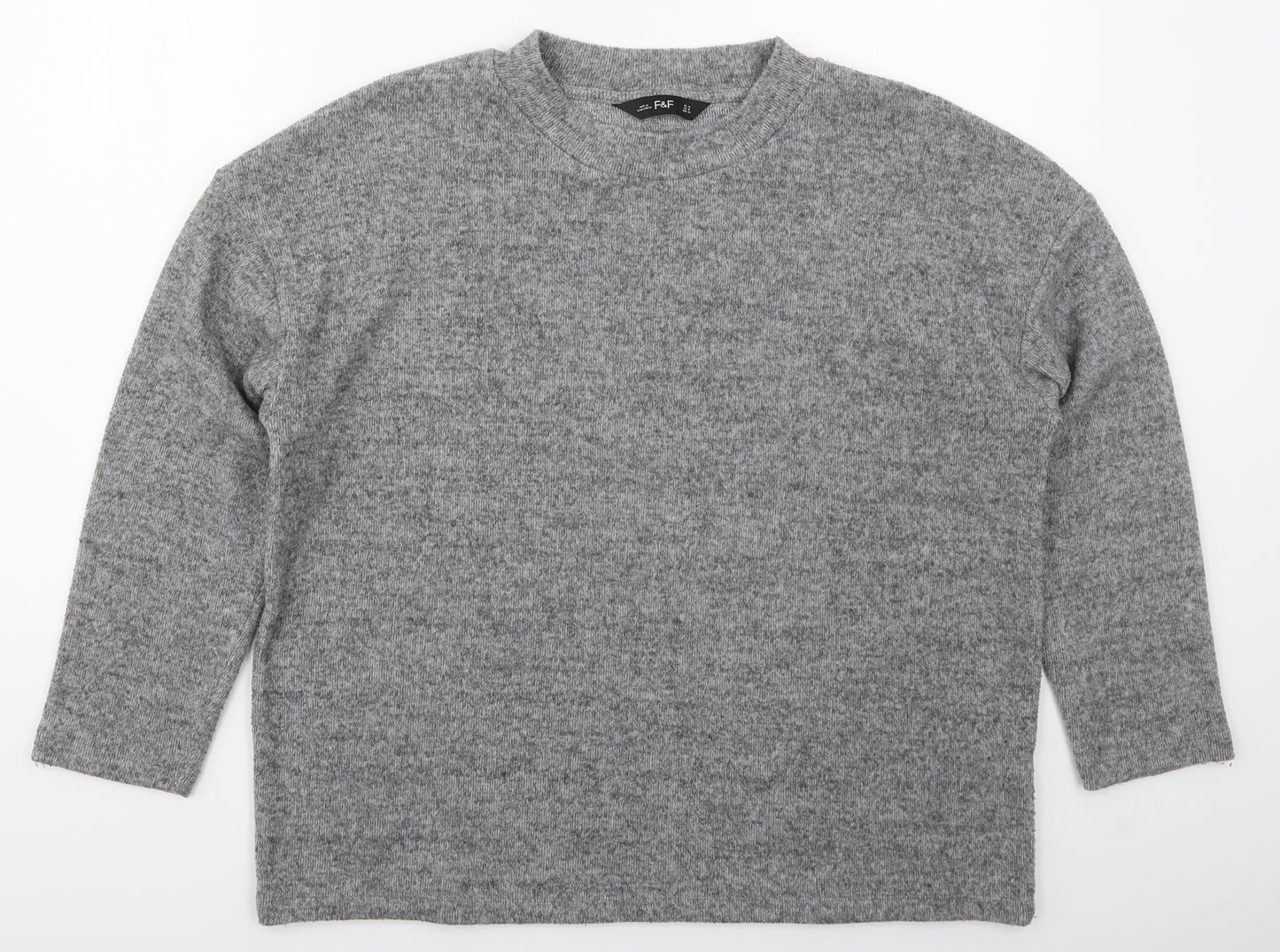 F&F Womens Grey Mock Neck  Polyester Pullover Jumper Size 14