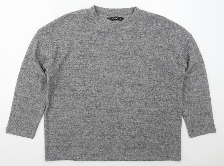 F&F Womens Grey Mock Neck  Polyester Pullover Jumper Size 14