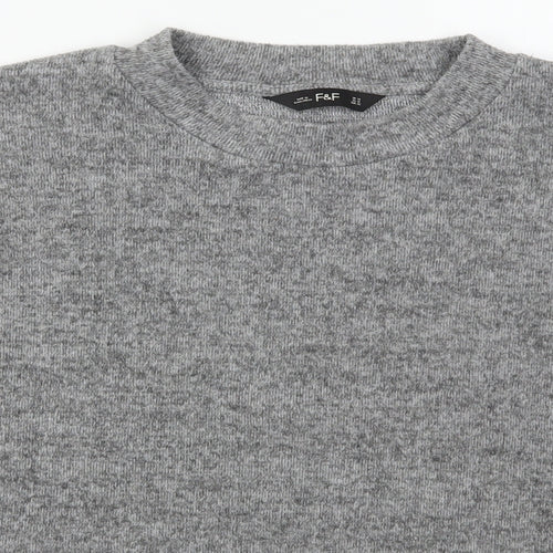 F&F Womens Grey Mock Neck  Polyester Pullover Jumper Size 14