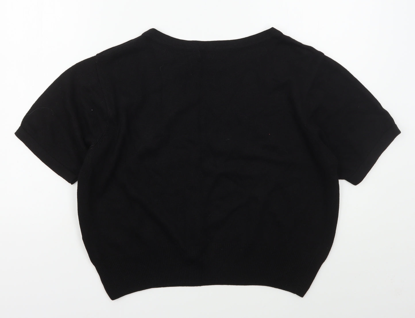 Liz Claiborne Womens Black Boat Neck  Acrylic Pullover Jumper Size M