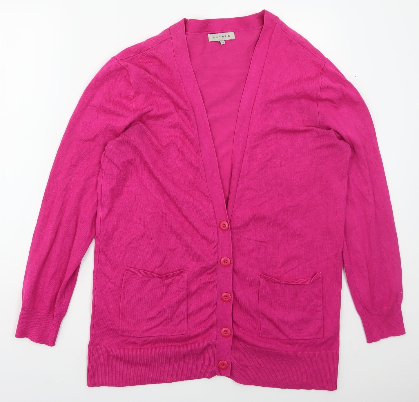 Nutmeg Womens Pink V-Neck  Viscose Cardigan Jumper Size 16