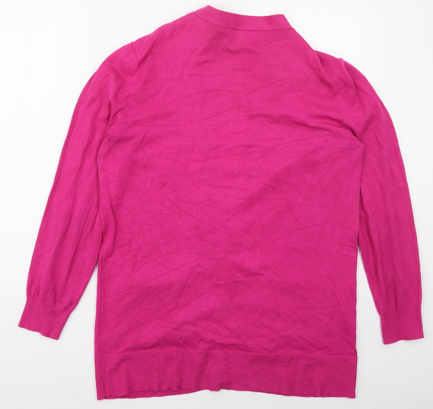 Nutmeg Womens Pink V-Neck  Viscose Cardigan Jumper Size 16