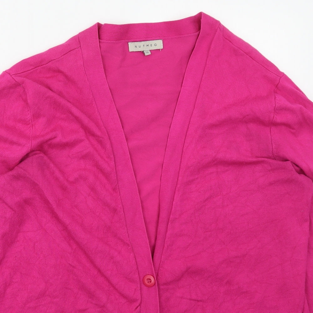 Nutmeg Womens Pink V-Neck  Viscose Cardigan Jumper Size 16