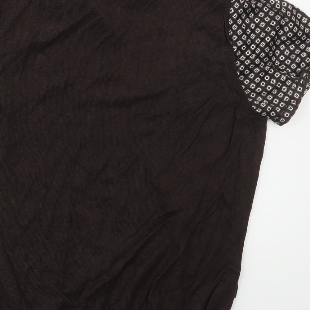 NEXT Womens Brown Collared Geometric Viscose Vest Jumper Size 12