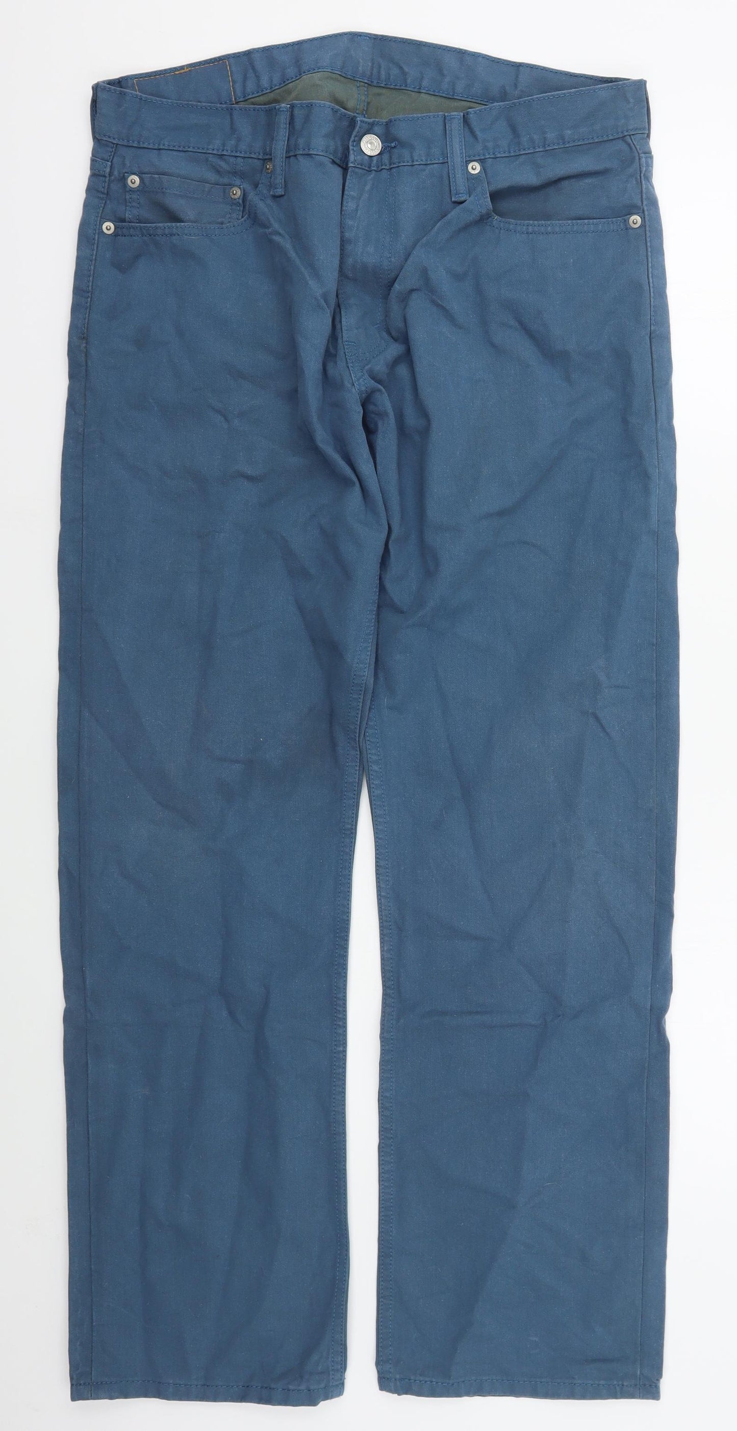 Levi's Mens Blue  Cotton Straight Jeans Size 36 L32 in Regular Button