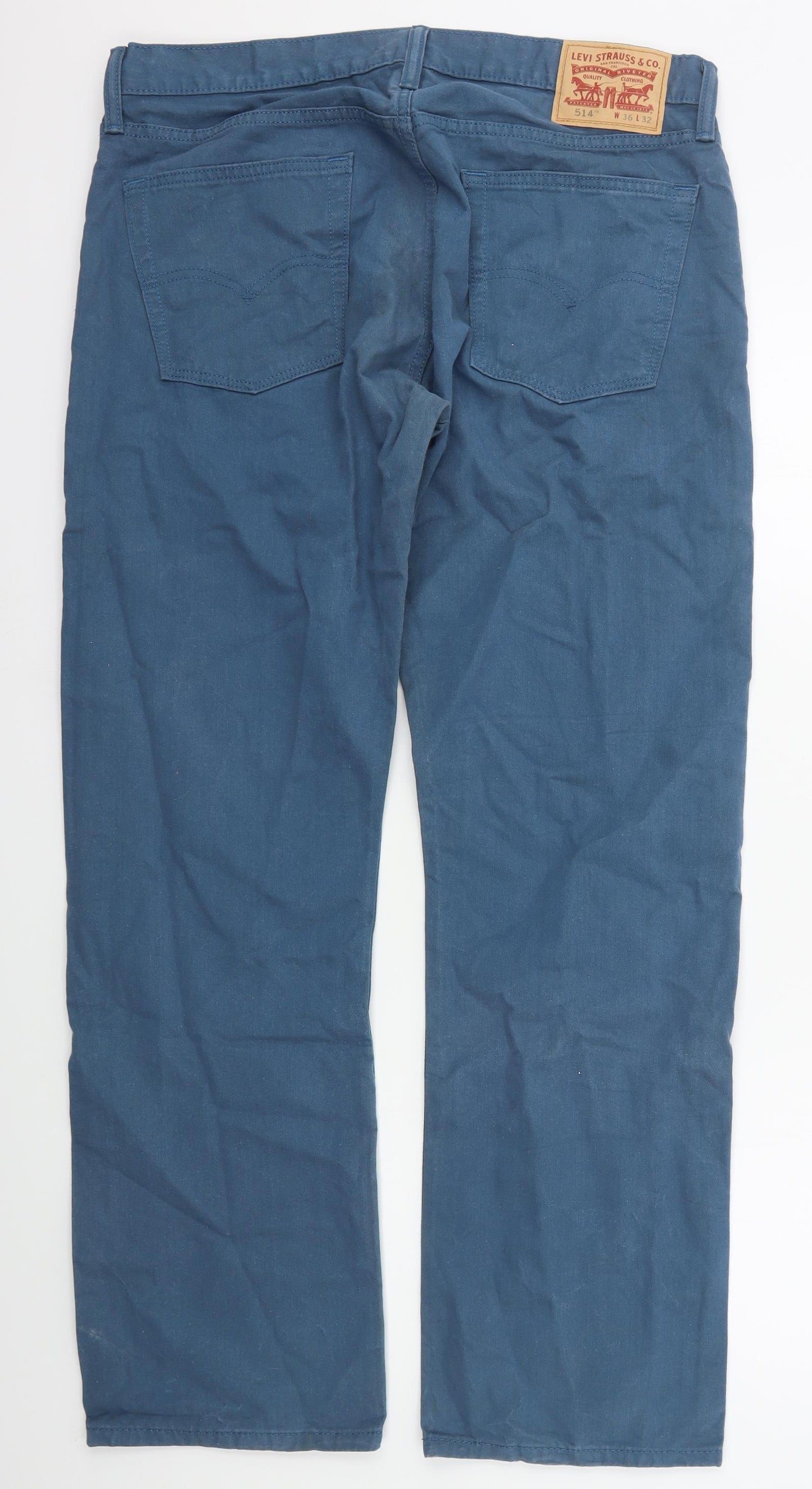 Levi's Mens Blue  Cotton Straight Jeans Size 36 L32 in Regular Button