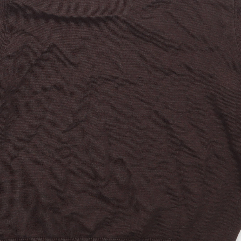 Marks and Spencer Boys Brown V-Neck  Cotton Pullover Jumper Size 8-9 Years  Pullover