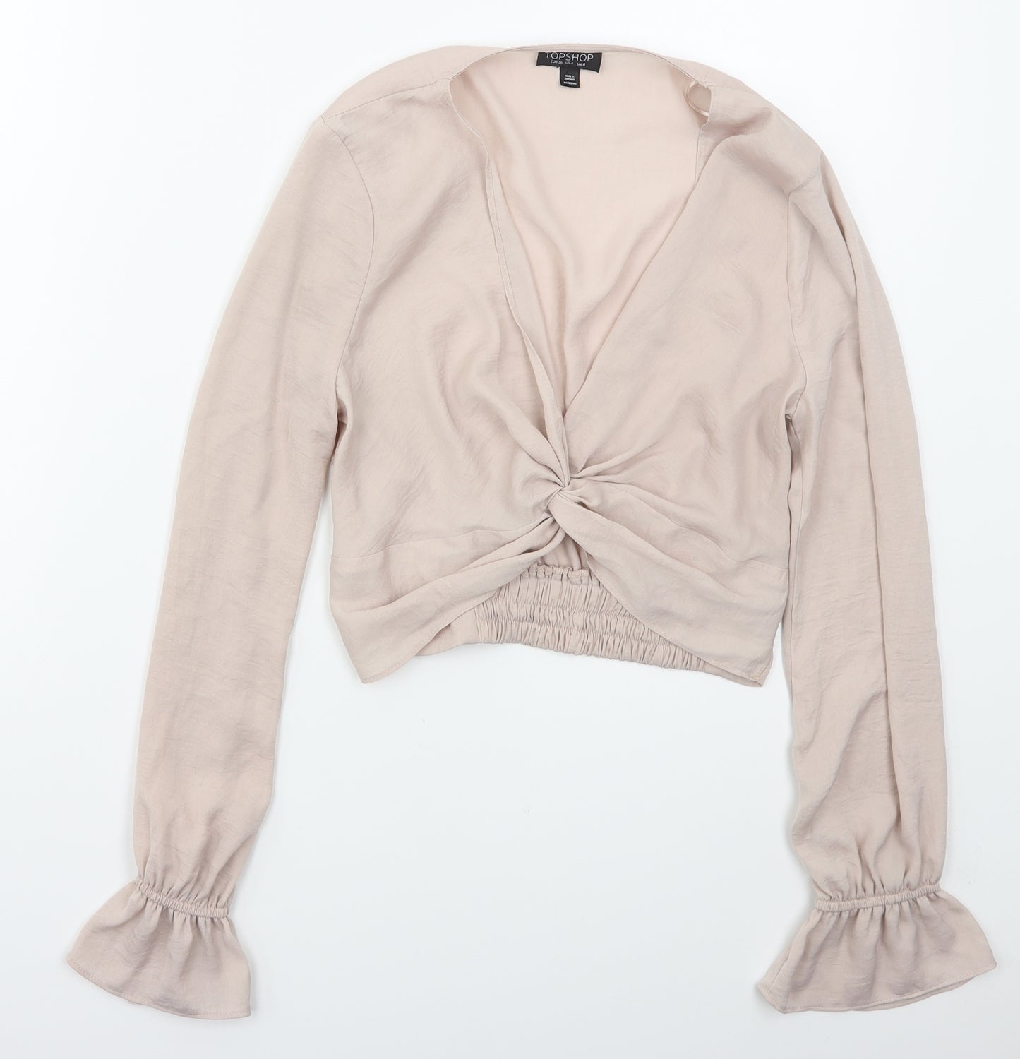 Topshop Womens Pink  Polyester Basic Blouse Size 8 V-Neck