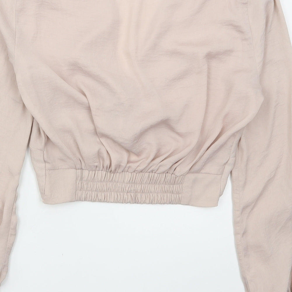Topshop Womens Pink  Polyester Basic Blouse Size 8 V-Neck