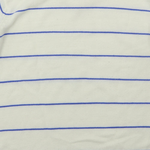 Mew Mens Ivory V-Neck Striped Acrylic Pullover Jumper Size L   - Blue