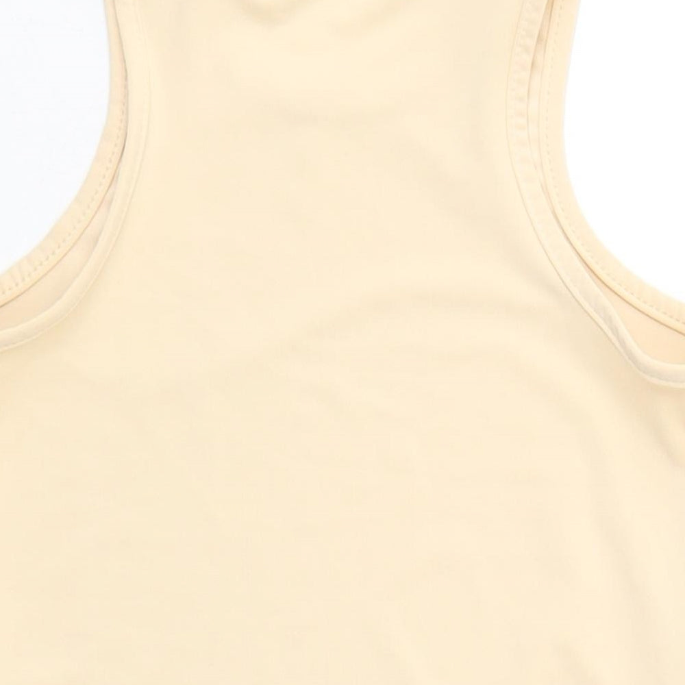 PRETTYLITTLETHING Womens Beige  Polyester Cropped Tank Size 10 Round Neck