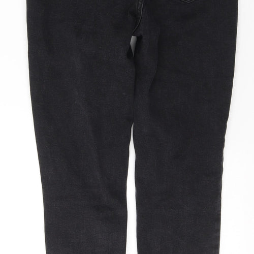 New Look Womens Black  Cotton Skinny Jeans Size 8 L26 in Regular Button - ripped detail