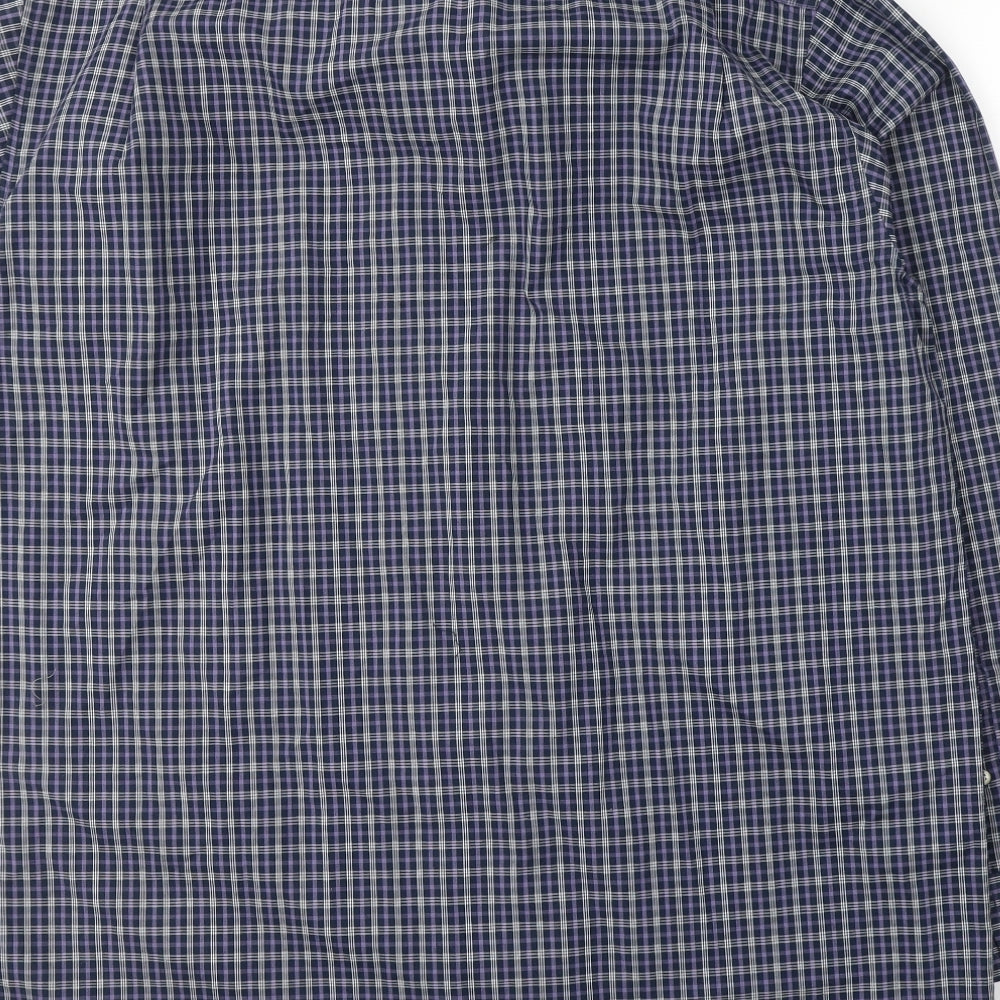 Cedar Wood State Mens Blue Plaid Polyester  Button-Up Size XL Collared Button