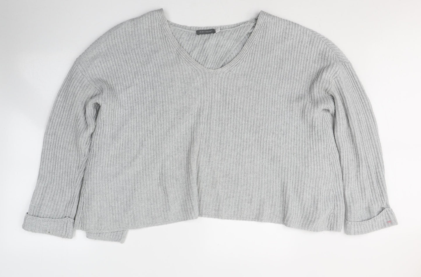 Mint Velvet Womens Grey Round Neck  Acrylic Pullover Jumper Size 18   - open back