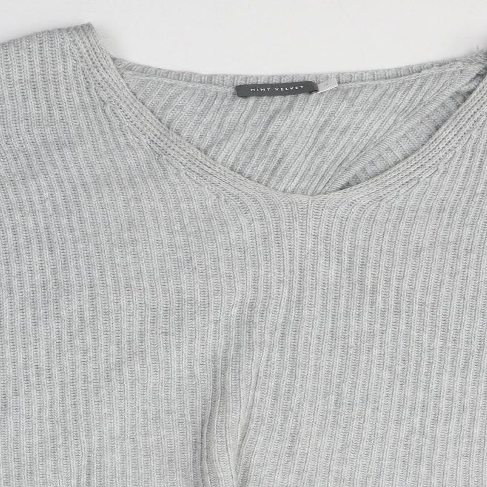 Mint Velvet Womens Grey Round Neck  Acrylic Pullover Jumper Size 18   - open back