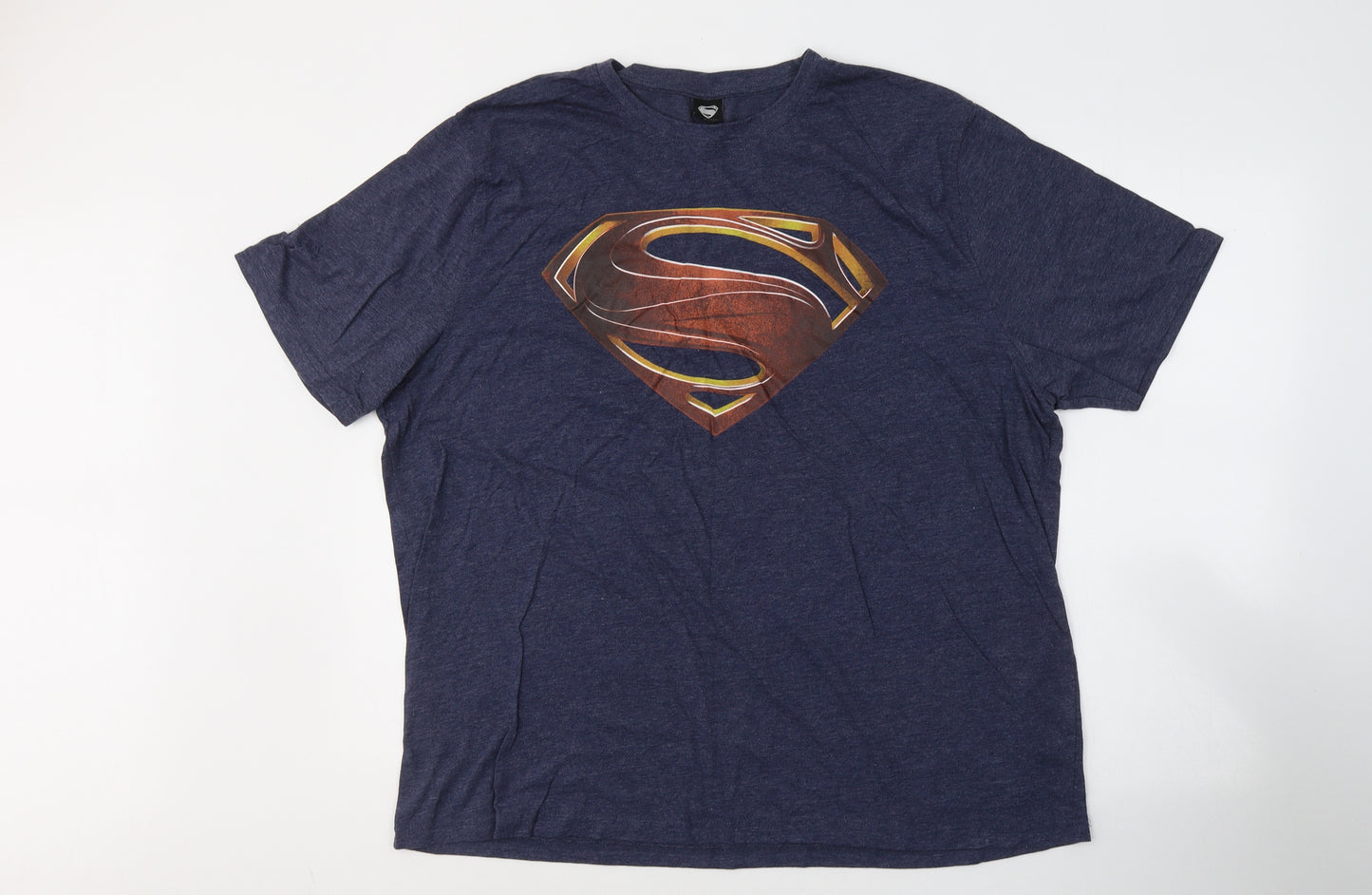 Superman Mens Blue  Cotton  T-Shirt Size 2XL Round Neck