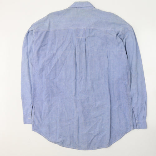 Venetti Mens Blue  Cotton  Button-Up Size M Collared Button