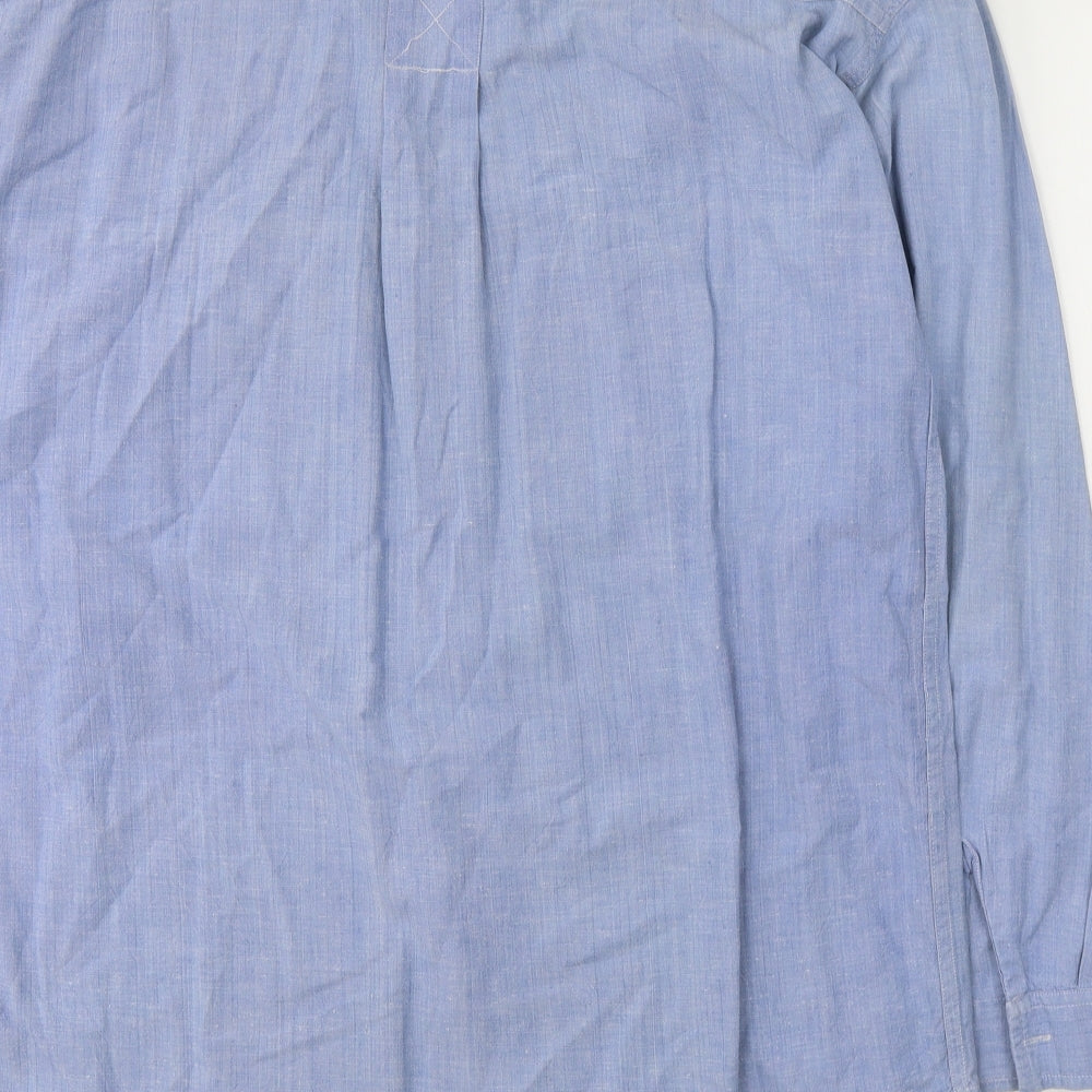 Venetti Mens Blue  Cotton  Button-Up Size M Collared Button