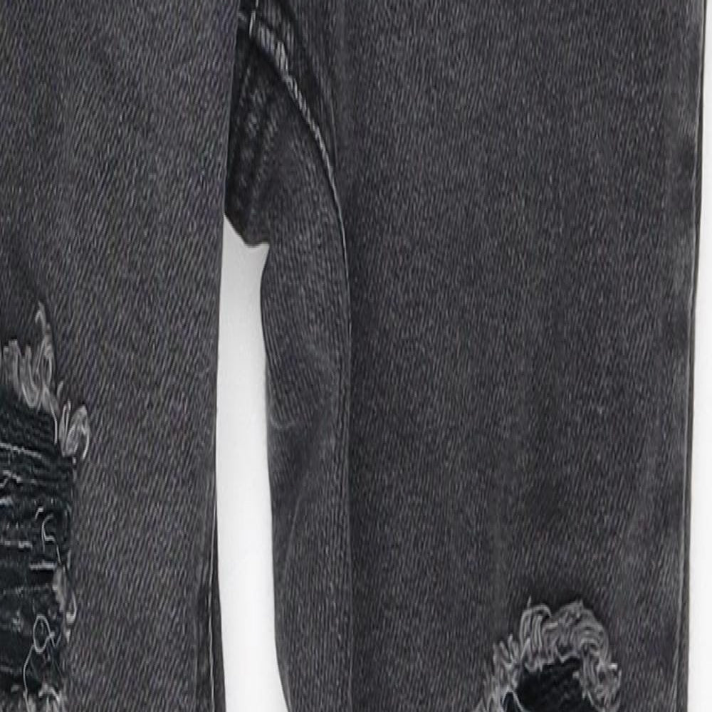 New Look Girls Black  Cotton Skinny Jeans Size 12 Years  Regular Button - ripped detail