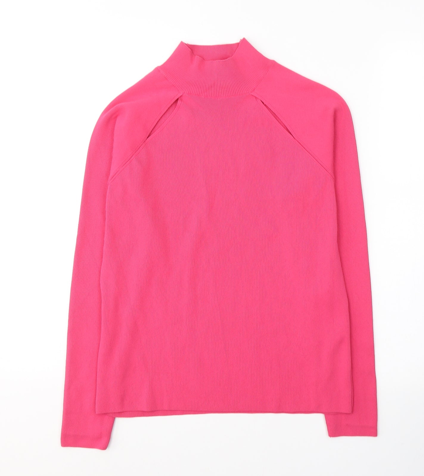 F&F Womens Pink  Polyamide Jersey Blouse Size 10 High Neck - cut out