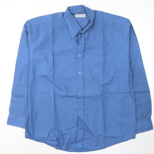 Infuse Mens Blue  Polyester  Button-Up Size XL Collared Button