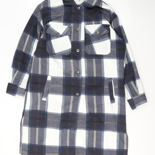 Vivichi Womens Blue Plaid  Jacket Coatigan Size M  Button