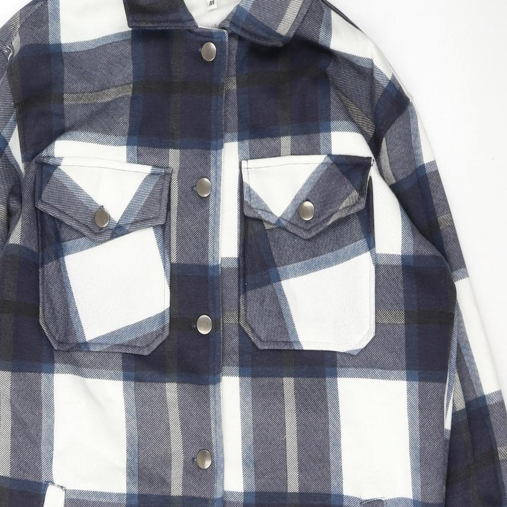 Vivichi Womens Blue Plaid  Jacket Coatigan Size M  Button
