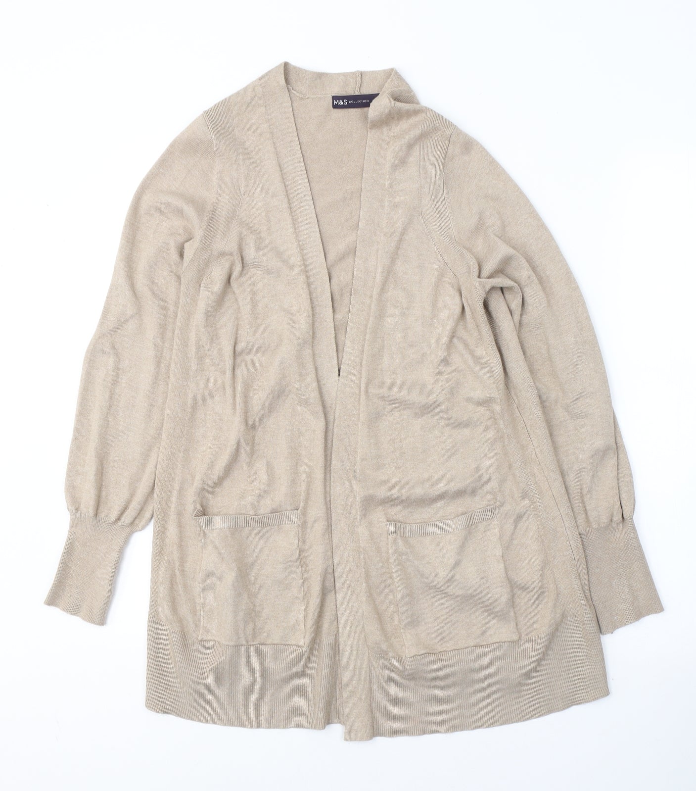 Marks and Spencer Womens Beige V-Neck  Viscose Cardigan Jumper Size S