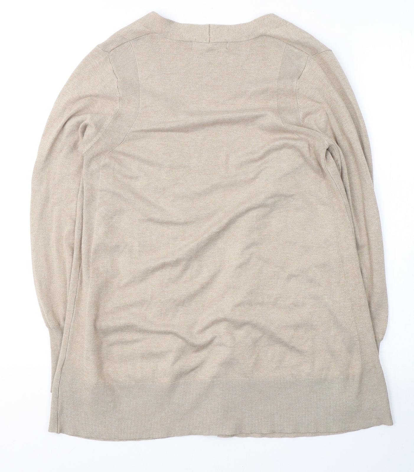 Marks and Spencer Womens Beige V-Neck  Viscose Cardigan Jumper Size S