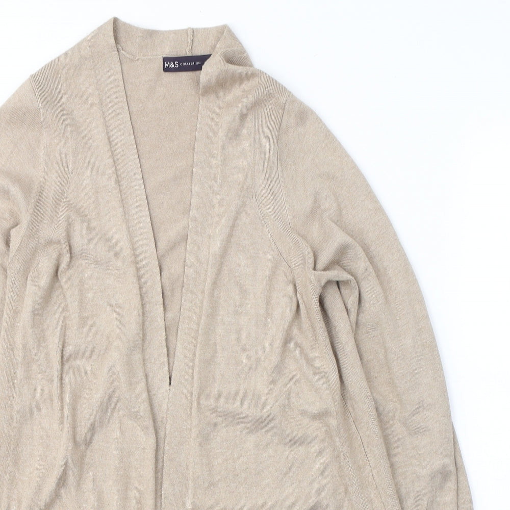 Marks and Spencer Womens Beige V-Neck  Viscose Cardigan Jumper Size S