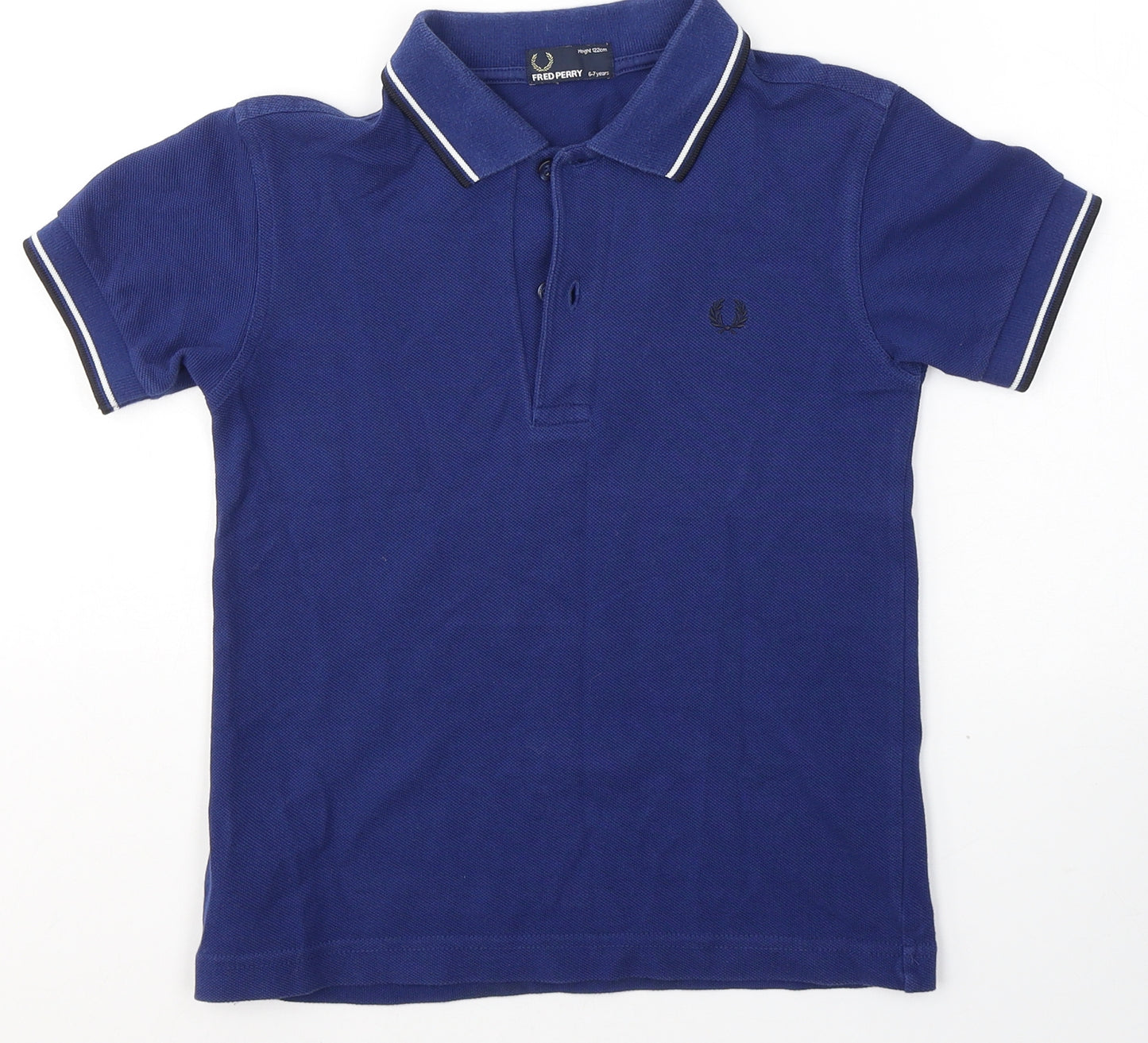 Fred Perry Boys Blue  Cotton Pullover Polo Size 6-7 Years Collared Pullover
