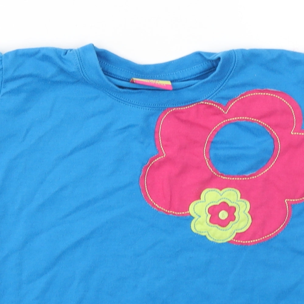 Trespass Girls Blue  Cotton Basic T-Shirt Size 7-8 Years Round Neck Pullover - Flower