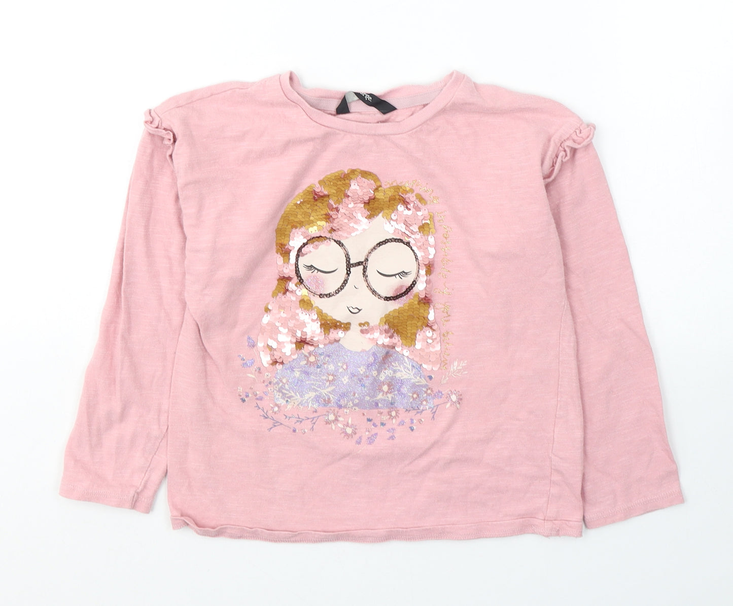 George Girls Pink  Cotton Pullover Casual Size 6-7 Years Round Neck Pullover - Girl