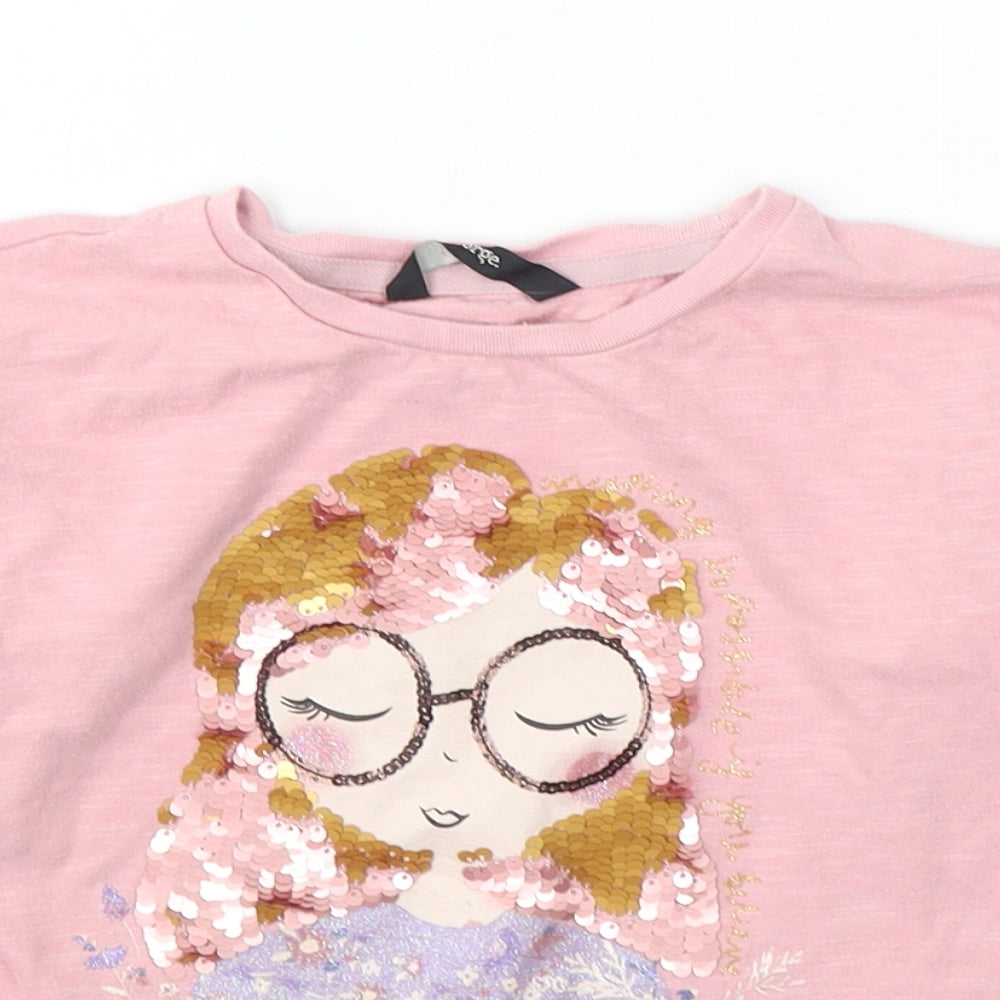 George Girls Pink  Cotton Pullover Casual Size 6-7 Years Round Neck Pullover - Girl