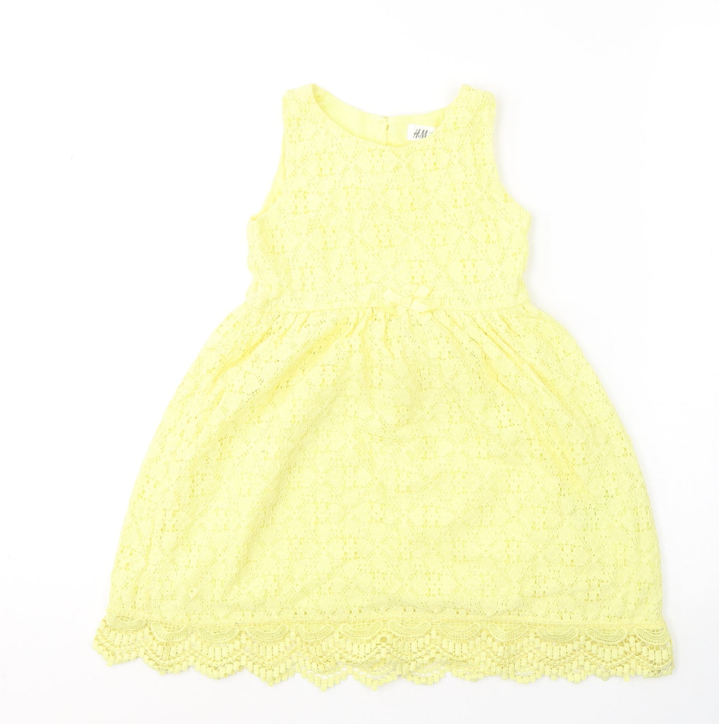 H&M Girls Yellow  Cotton A-Line  Size 7-8 Years  Round Neck Pullover