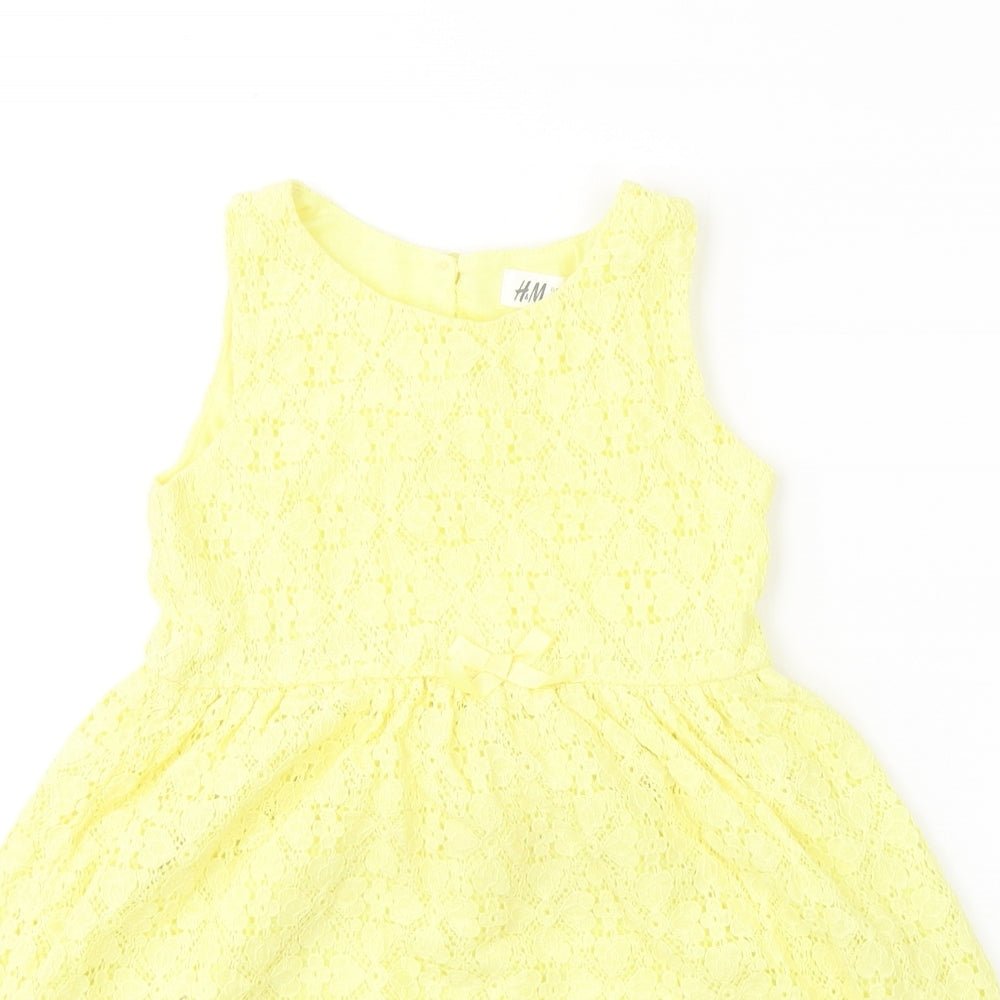 H&M Girls Yellow  Cotton A-Line  Size 7-8 Years  Round Neck Pullover
