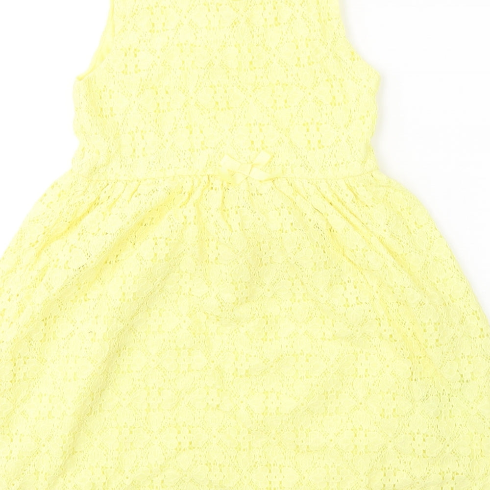 H&M Girls Yellow  Cotton A-Line  Size 7-8 Years  Round Neck Pullover
