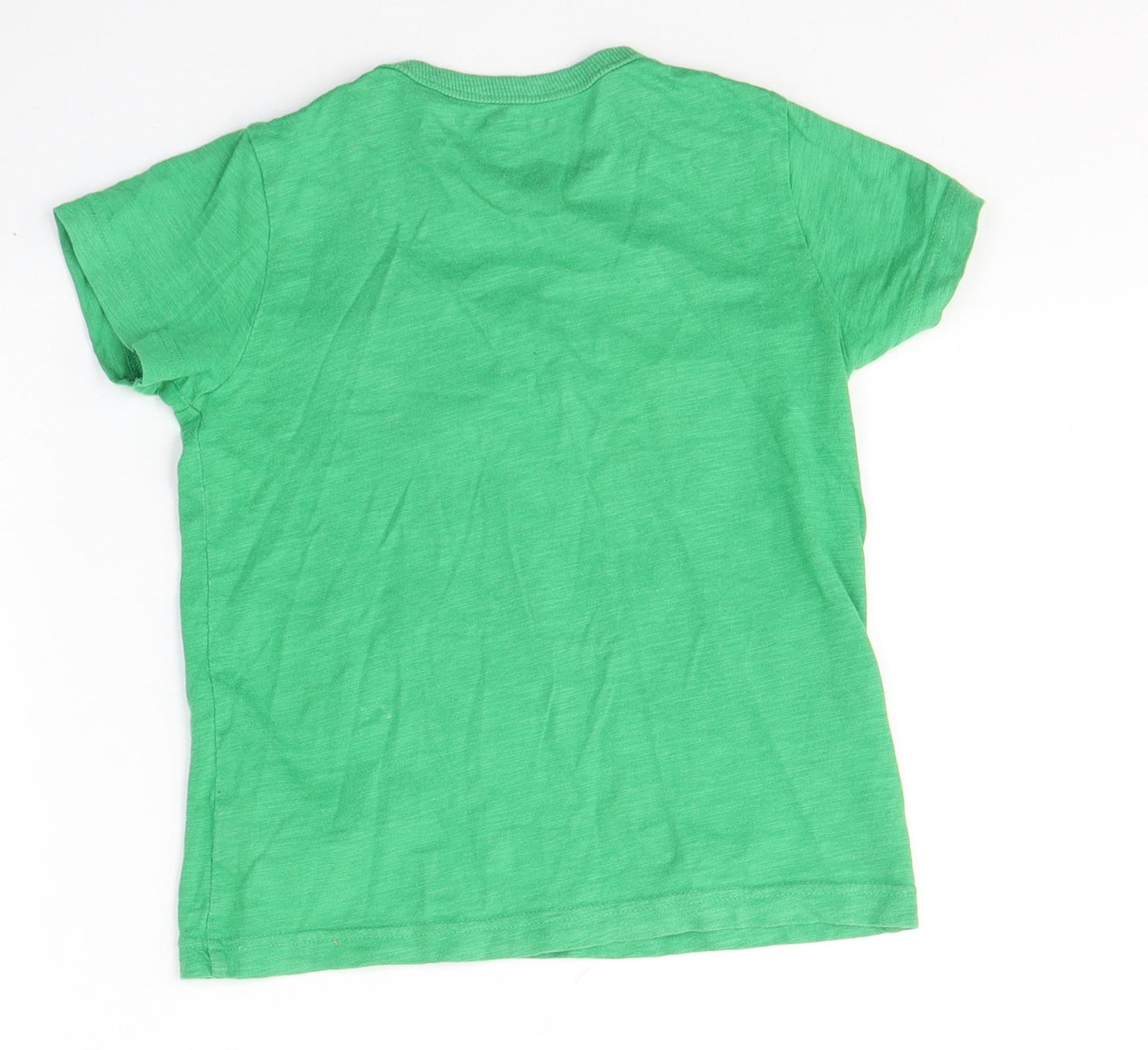 NEXT Boys Green  Cotton Basic T-Shirt Size 3-4 Years Round Neck Pullover - Digger