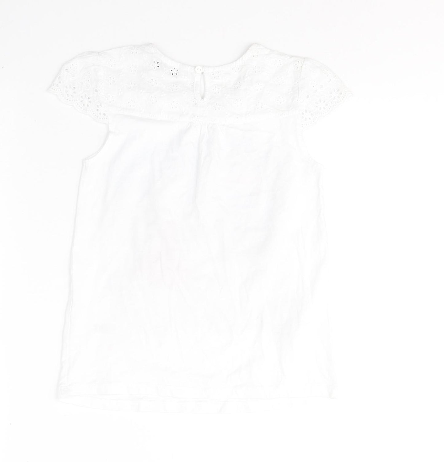 GEORGE  Girls White  Cotton Basic T-Shirt Size 7-8 Years Round Neck Pullover - Happy city girl