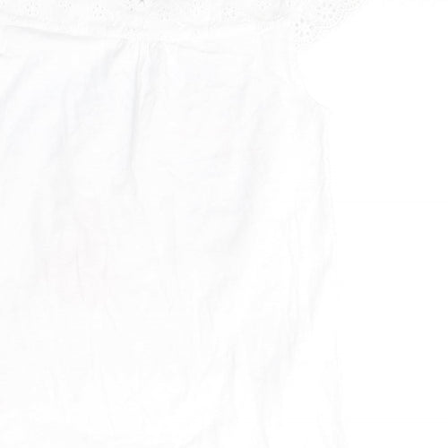 GEORGE  Girls White  Cotton Basic T-Shirt Size 7-8 Years Round Neck Pullover - Happy city girl