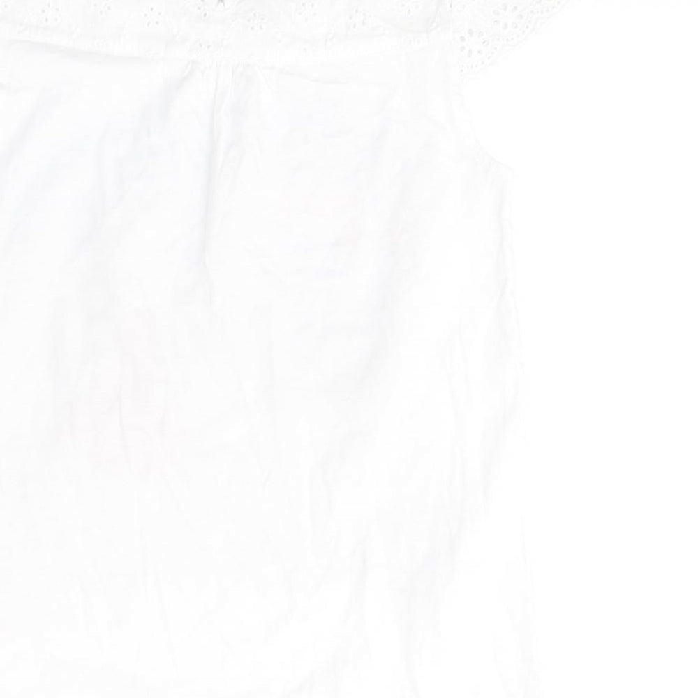 GEORGE  Girls White  Cotton Basic T-Shirt Size 7-8 Years Round Neck Pullover - Happy city girl