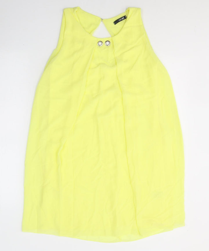 Quiz Womens Yellow Polyester Tank Dress Size M Round Neck Pullover